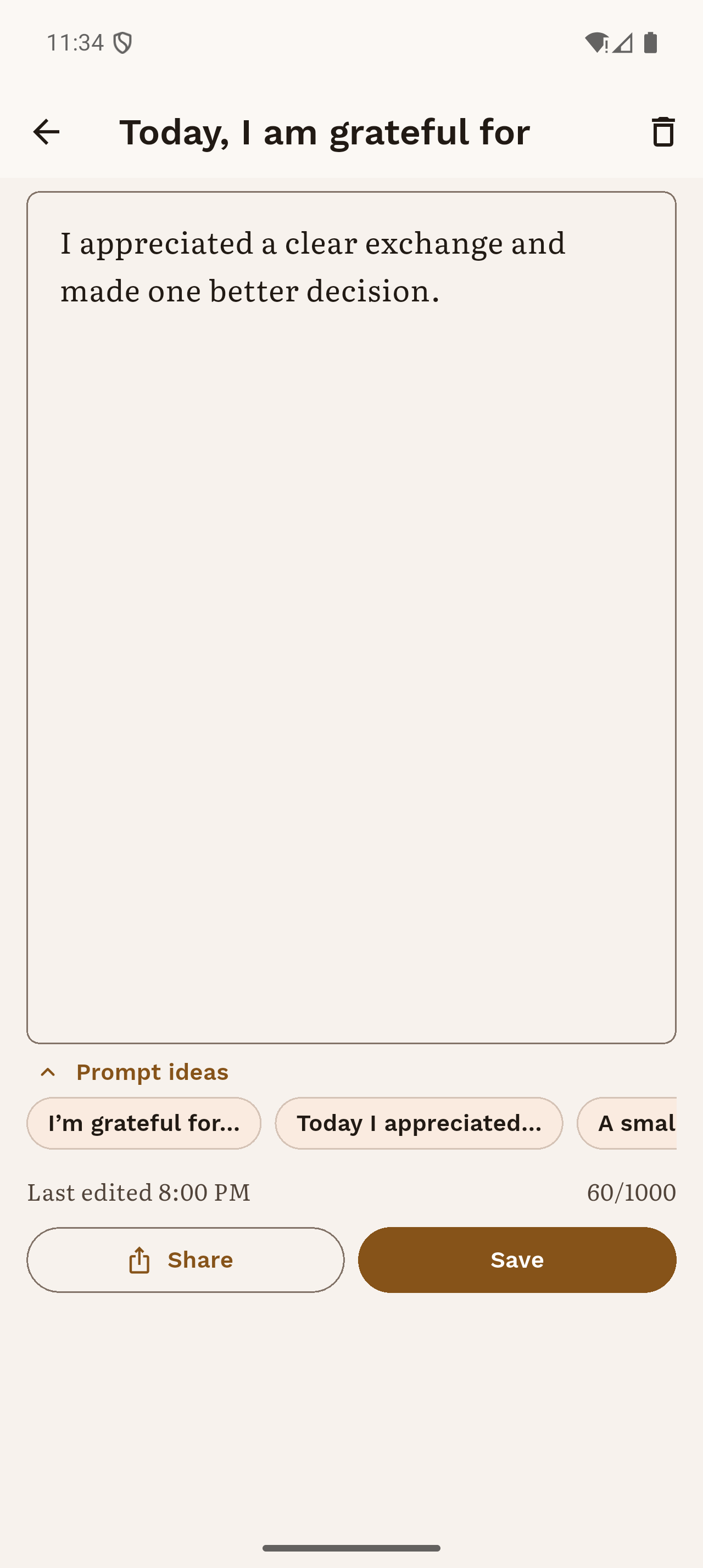InkBit journal editor for a short daily reflection